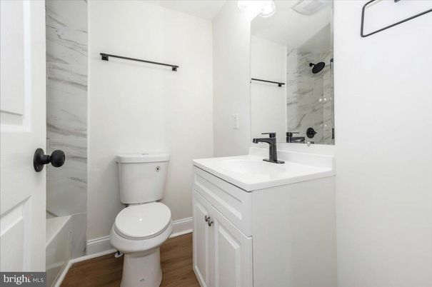 Bathroom, Interior, Marble Walls, Wood Texture Flooring