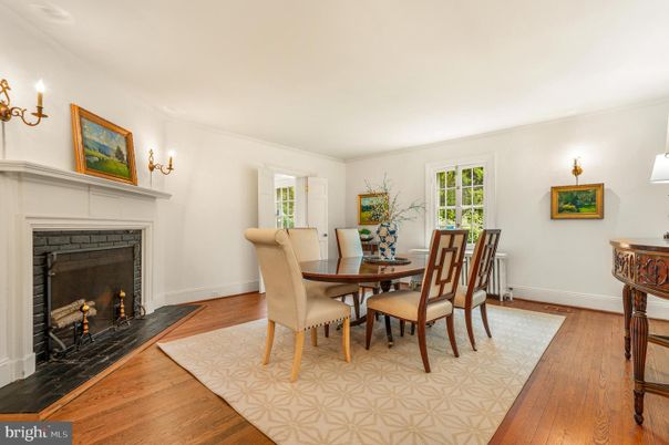 Dining room, Fireplace, Interior, Wood Texture Flooring