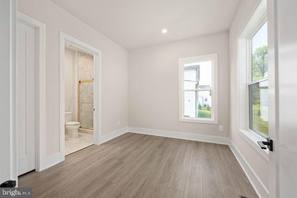 Bathroom, Empty room, Interior, Recessed Lighting, Wood Texture Flooring