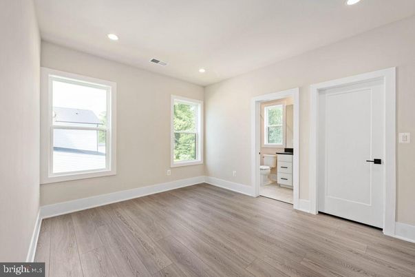 Bathroom, Empty room, Interior, Recessed Lighting, Wood Texture Flooring
