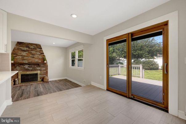 Empty room, Fireplace, Interior, Recessed Lighting, Wood Texture Flooring