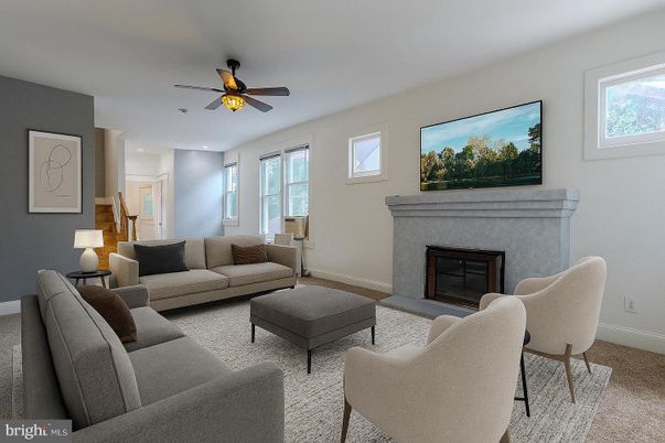 Dining room, Fireplace, Interior, Living room, Recessed Lighting