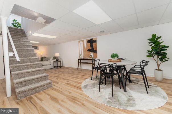 Dining room, Interior, Recessed Lighting, Wood Texture Flooring