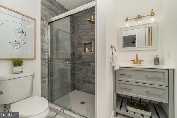Bathroom, Glass Shower, Interior, Marble Walls