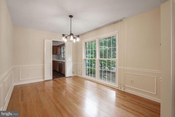 Empty room, Interior, Kitchen, Pendant Lights, Wood Texture Flooring
