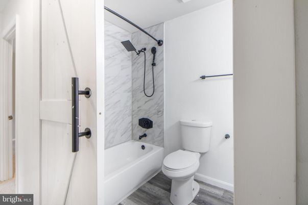 Bathroom, Interior, Marble Walls, Wood Texture Flooring