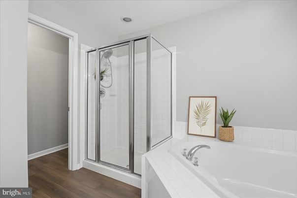 Bathroom, Glass Shower, Interior, Wood Texture Flooring