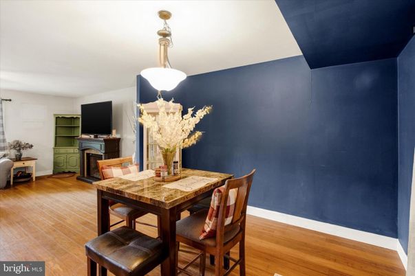 Dining room, Fireplace, Interior, Wood Texture Flooring