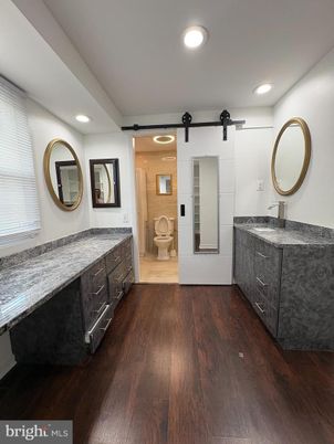 Bathroom, Interior, Recessed Lighting, Wood Texture Flooring