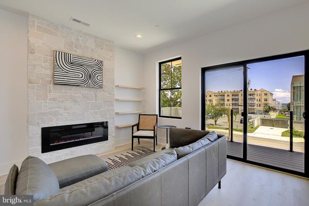 Fireplace, Interior, Living room, Recessed Lighting, Stone Walls