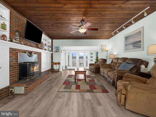 Fireplace, Interior, Living room, Stone Walls, Wooden Ceilings, Wood Texture Flooring