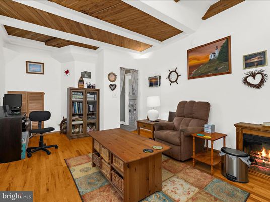 Fireplace, Home Office, Interior, Living room, Wooden Beams, Wooden Ceilings, Wood Texture Flooring