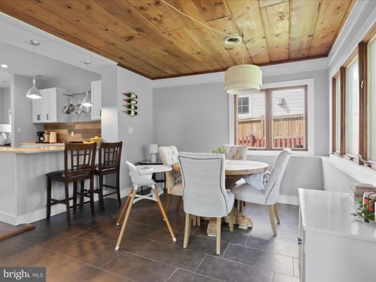 Dining room, Interior, Kitchen, Pendant Lights, Recessed Lighting, Wooden Ceilings