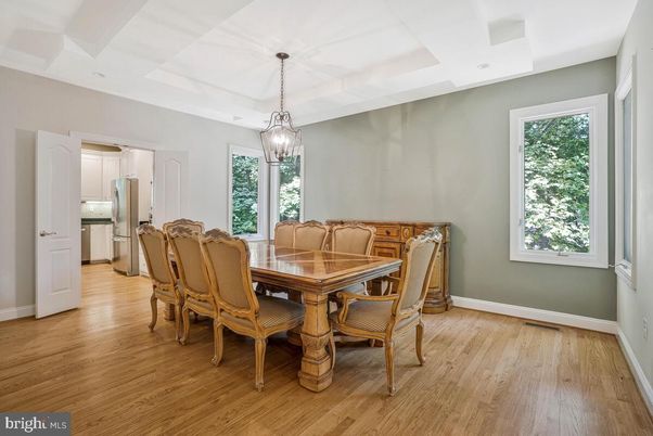 Dining room, Interior, Kitchen, Pendant Lights, Wood Texture Flooring
