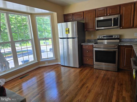 Interior, Kitchen, Stainless Steel Appliances, Wood Texture Flooring