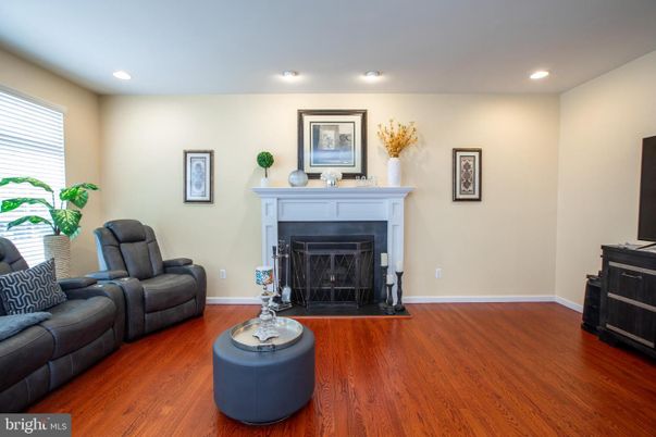 Fireplace, Interior, Recessed Lighting, Wood Texture Flooring