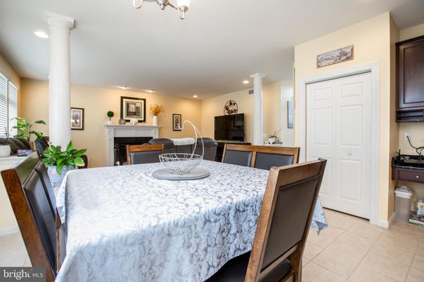Dining room, Fireplace, Interior, Recessed Lighting
