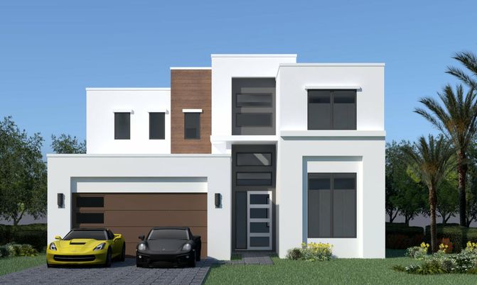 Attached, Exterior, Facade, Modern