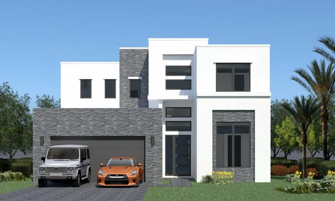 Attached, Exterior, Facade, Modern