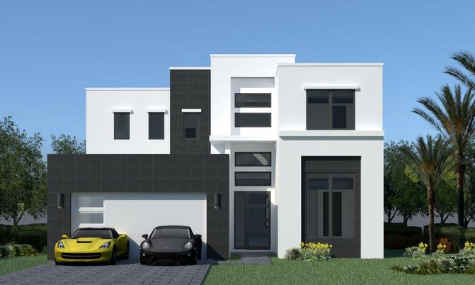 Attached, Exterior, Facade, Modern