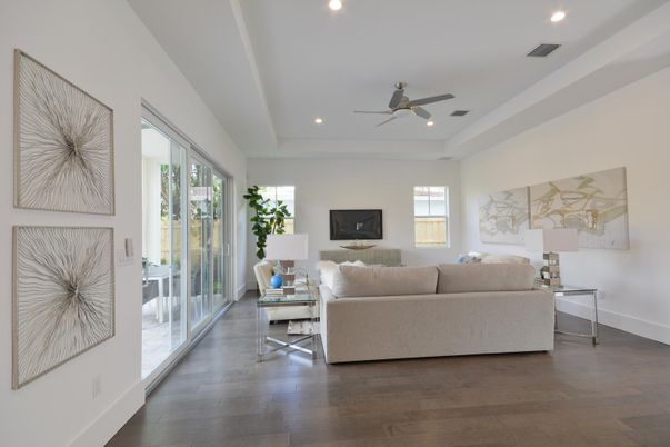 Interior, Living room, Recessed Lighting, Wood Texture Flooring