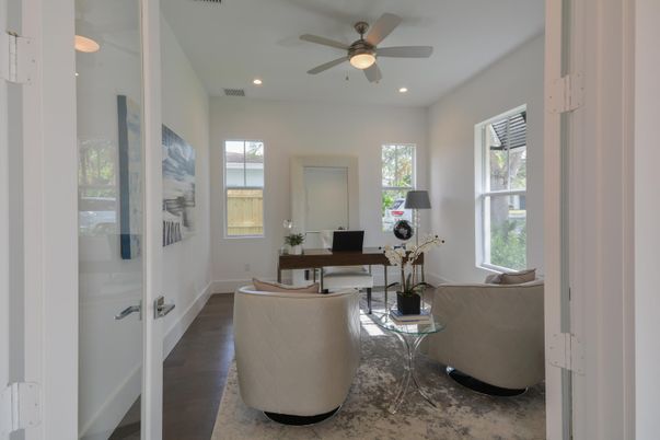 Home Office, Interior, Recessed Lighting, Wood Texture Flooring