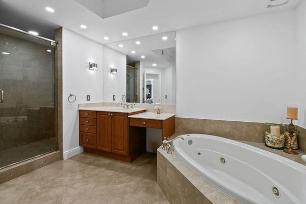 Bathroom, Glass Shower, Interior, Recessed Lighting