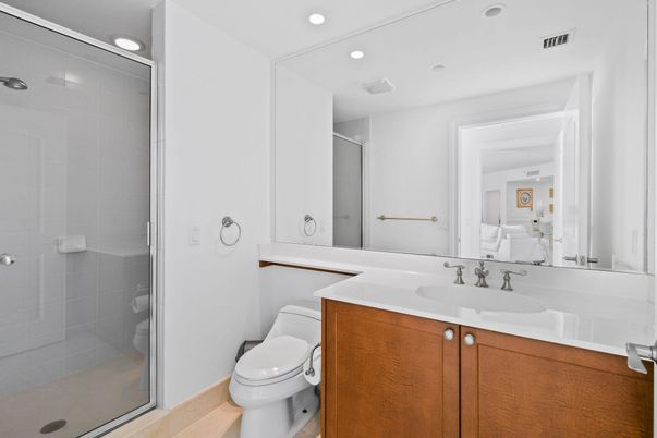 Bathroom, Glass Shower, Interior, Recessed Lighting