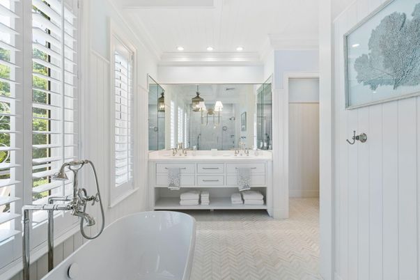 Bathroom, Dual Sink Vanities, Free Standing Baths, Interior, Recessed Lighting