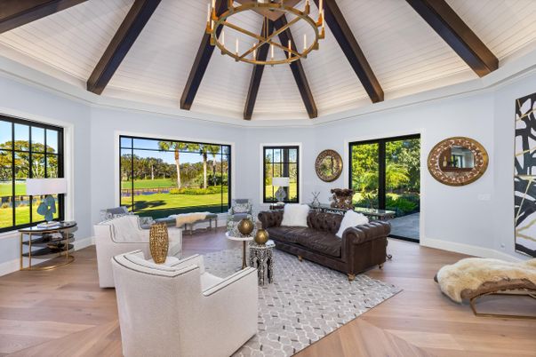 Chandelier, Interior, Living room, Wooden Beams, Wood Texture Flooring