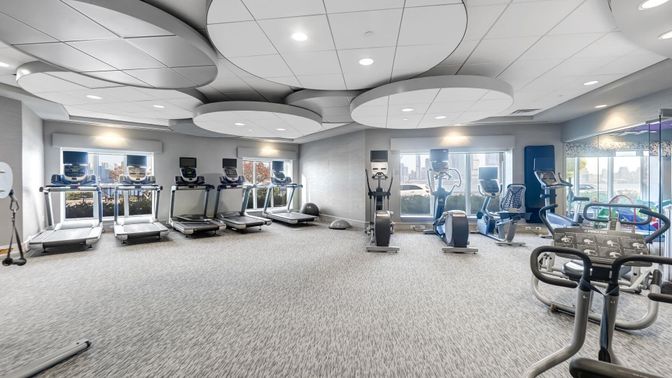 Fitness Equipment, Gym, Interior, Recessed Lighting