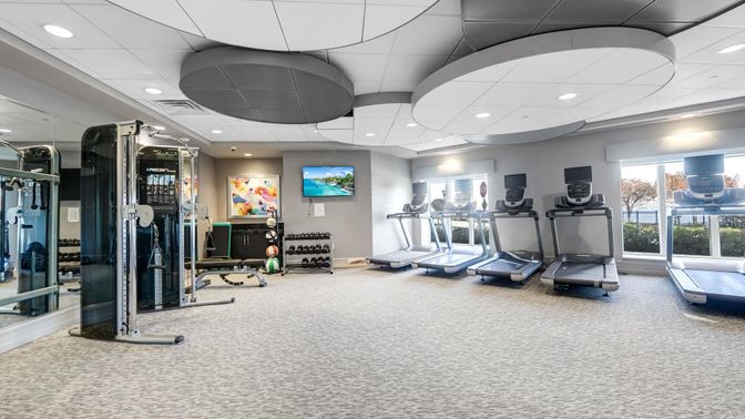 Fitness Equipment, Gym, Interior, Recessed Lighting
