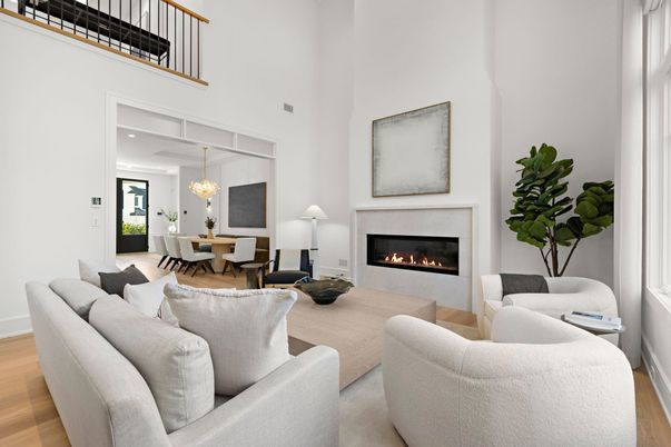 Chandelier, Dining room, Fireplace, Interior, Living room, Wood Texture Flooring