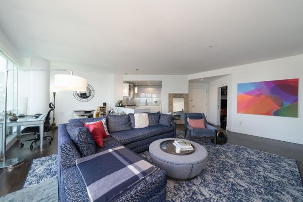 Dining room, Interior, Living room, Pendant Lights, Recessed Lighting, Wood Texture Flooring