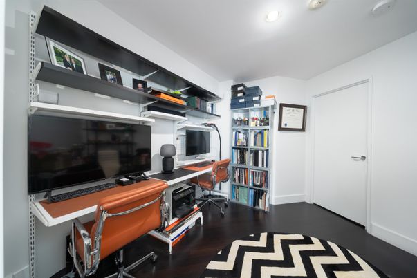 Home Office, Interior, Recessed Lighting, Wood Texture Flooring