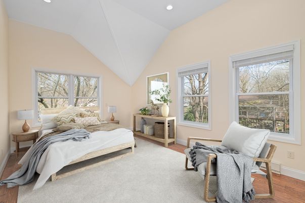 Bedroom, Home Office, Interior, Recessed Lighting, Wood Texture Flooring