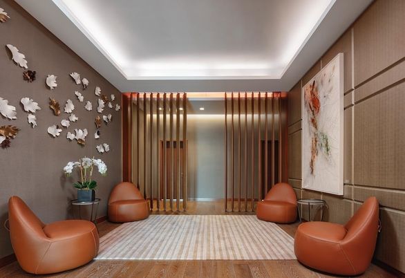 Elevator, Interior, Recessed Lighting, Wood Texture Flooring