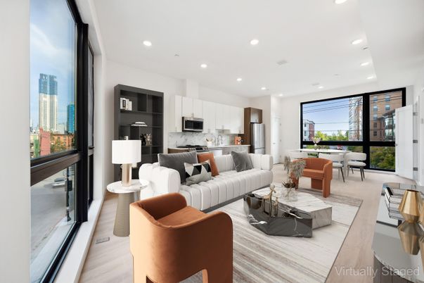 Dining room, Interior, Kitchen, Living room, Recessed Lighting, Stainless Steel Appliances, Wood Texture Flooring