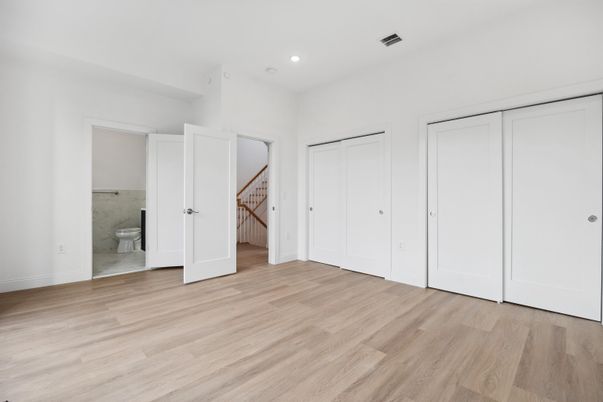 Bathroom, Empty room, Interior, Recessed Lighting, Wood Texture Flooring