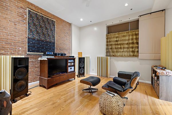 Interior, Recessed Lighting, Stone Walls, Wood Texture Flooring