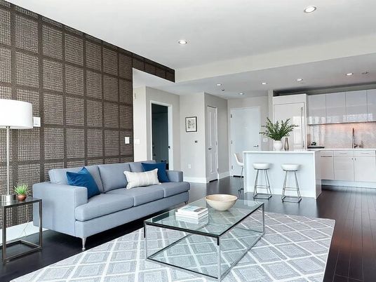 Interior, Kitchen, Living room, Recessed Lighting, Wood Texture Flooring