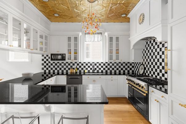 Interior, Kitchen, Pendant Lights, Stainless Steel Appliances, Wood Texture Flooring