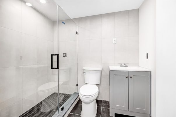 Bathroom, Glass Shower, Interior, Recessed Lighting