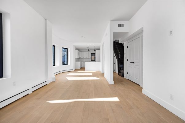 Interior, Kitchen, Pendant Lights, Wood Texture Flooring
