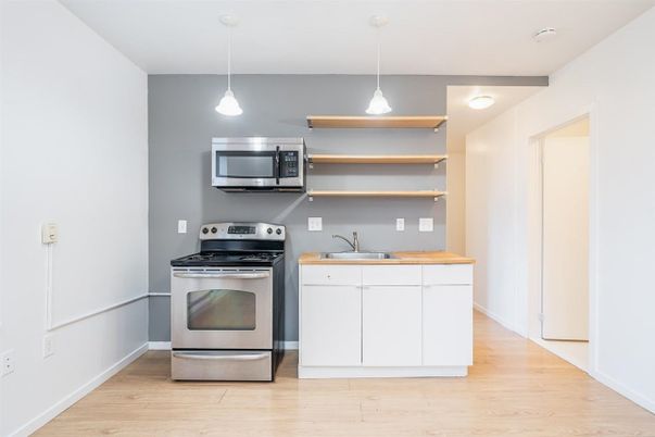 Interior, Kitchen, Pendant Lights, Stainless Steel Appliances, Wood Texture Flooring