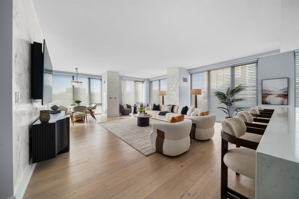 Dining room, Interior, Living room, Pendant Lights, Wood Texture Flooring