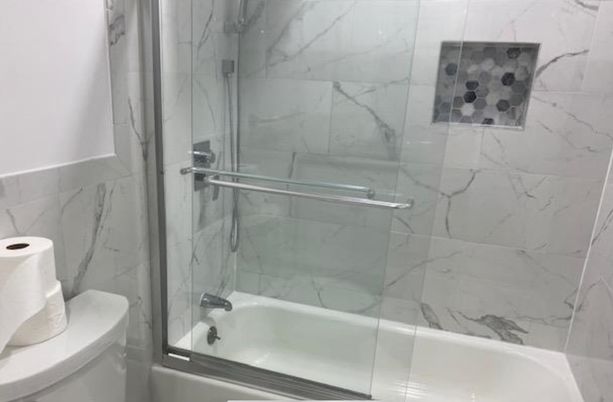 Bathroom, Glass Shower, Interior, Marble Walls