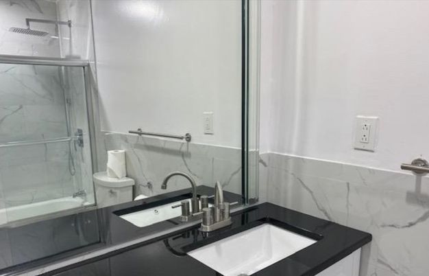Bathroom, Glass Shower, Interior, Marble Walls