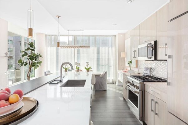 Interior, Kitchen, Living room, Pendant Lights, Recessed Lighting, Stainless Steel Appliances, Wood Texture Flooring