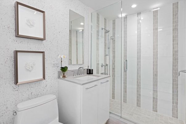 Bathroom, Glass Shower, Interior, Recessed Lighting